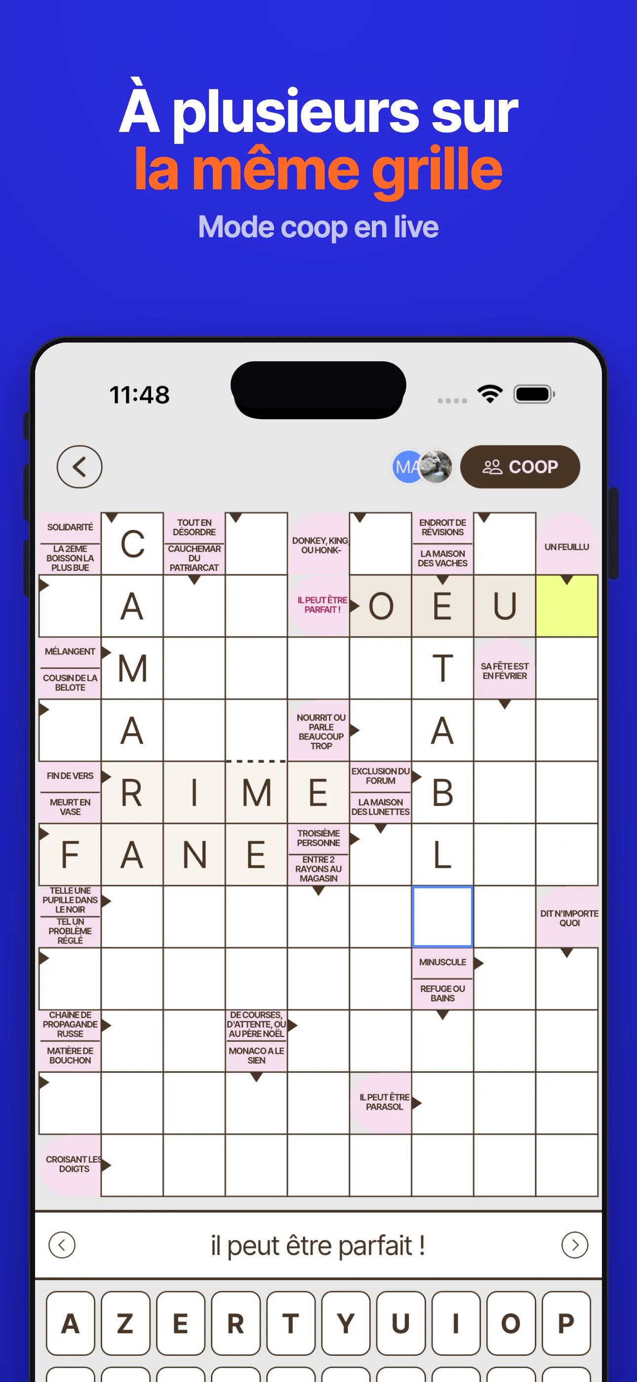 Écran de l’application OQP